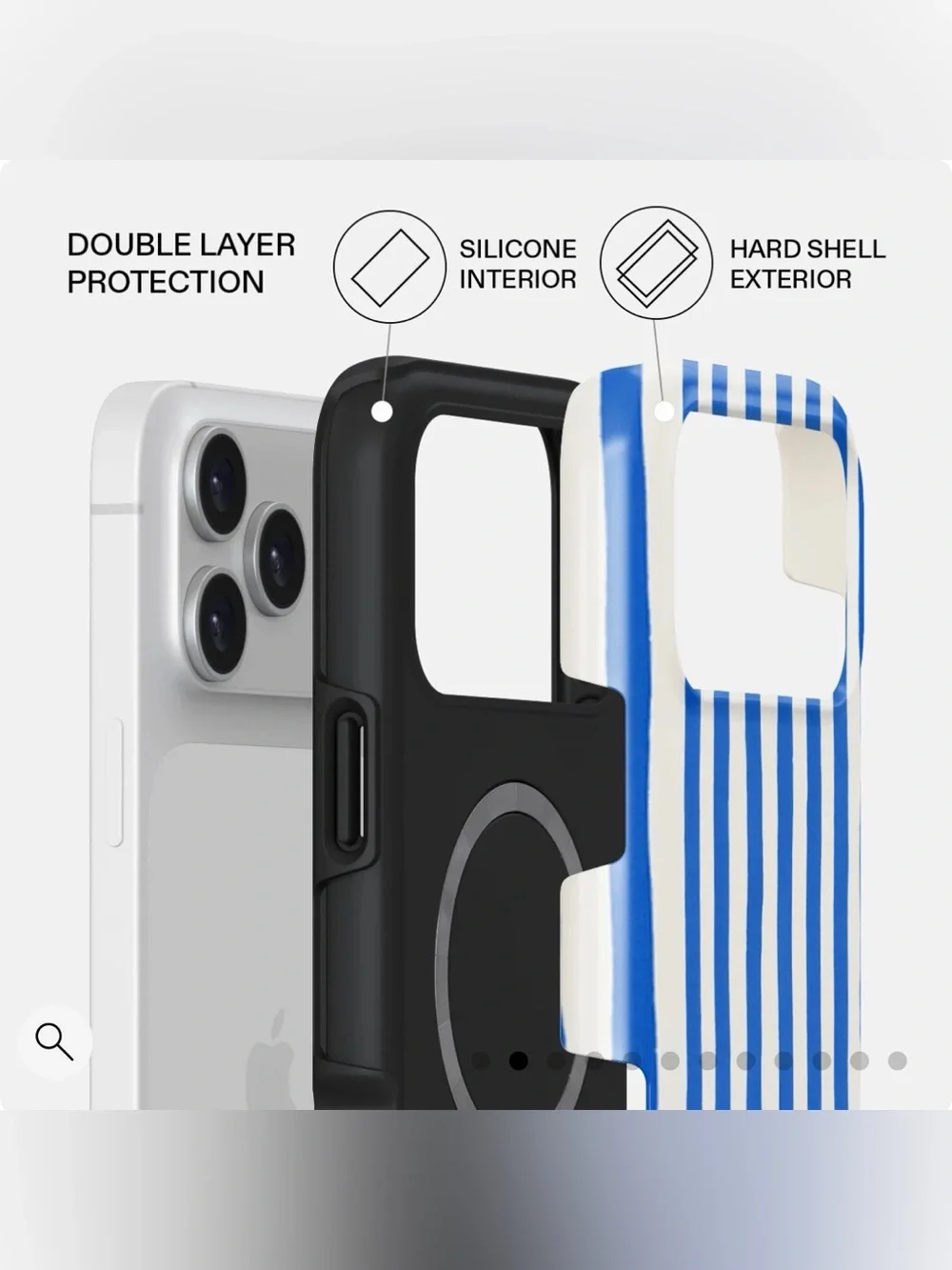 NWT Burga Kafenio Blue & White Stripe iPhone 17 Pro Case